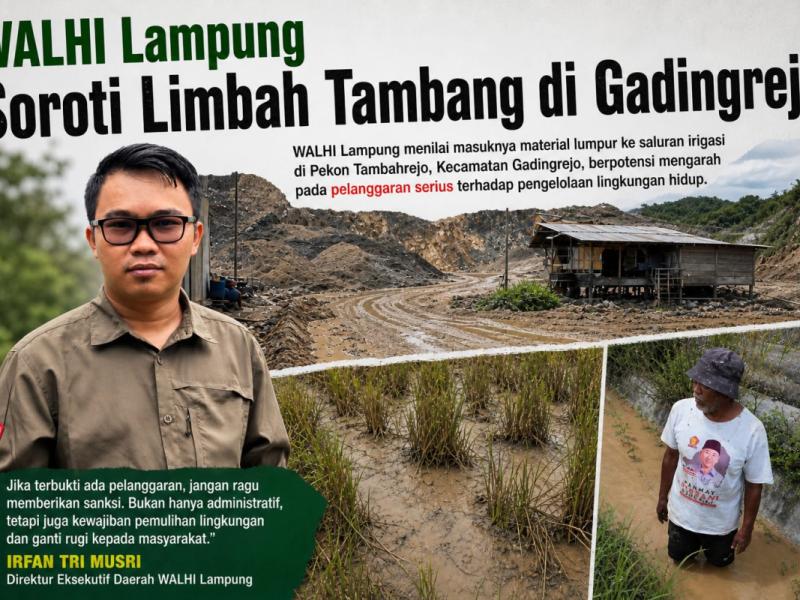 WALHI Desak Audit Tambang di Tambahrejo, Irigasi Terdampak Diduga Akibat Limbah
